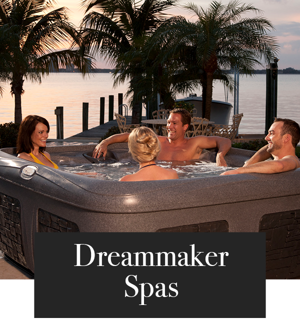 Friends relaxing in 4 seat Dream Maker hot tub