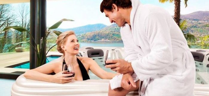 Couple enjoying private time in their hot tub